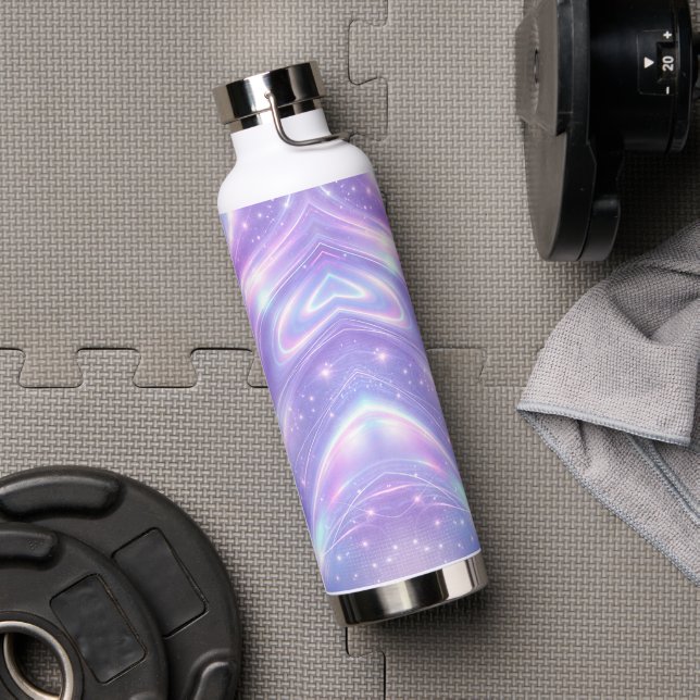 Elektrische lila Neonmuster KI-Kunst  Trinkflasche (Fitnessstudio)