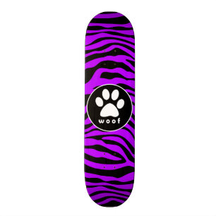 Elektrische Lila Zebrastreifen; Paw Print Skateboard