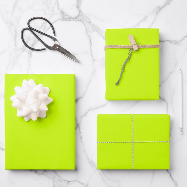Elektrische Limone Vollfarbe Geschenkpapier Set (Vorderseite)
