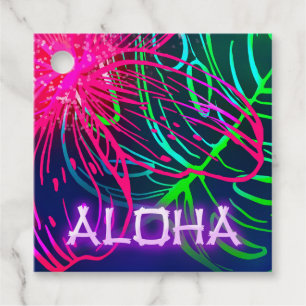 Elektrische Luau-Tropennacht-Neon-Aloha-Party Geschenkanhänger