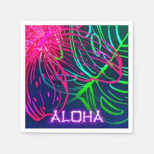 Elektrische Luau-Tropennacht-Neon-Aloha-Party Serviette