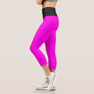 Elektrische Magenta-Schwarze Hochtaillierte Yoga-C Capri Leggings