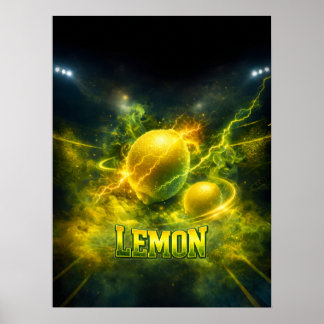 Elektrische Neon-Zitronen-Zitrus-Kunst Poster