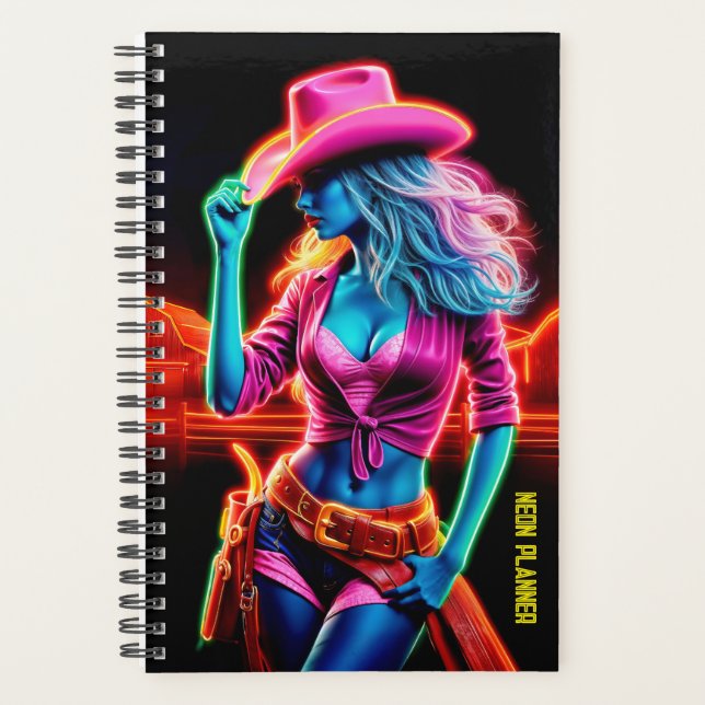 Elektrische Neonfarm Mädchen in rosa Hut unter Nac Planer (Vorderseite)