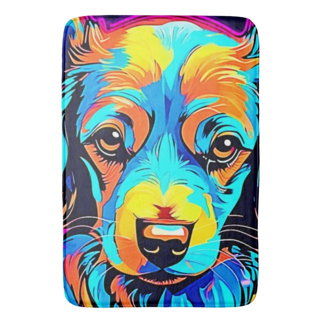 Elektrische Pop Kanine Art Badematte (Vorderseite Vertikal)