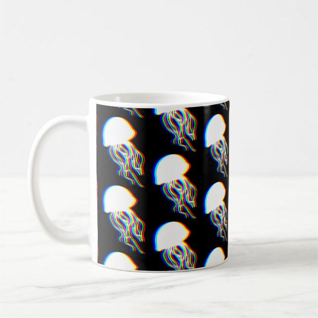 Elektrische Quallen-EDM-Silhouette Gemustert Kaffeetasse (Links)