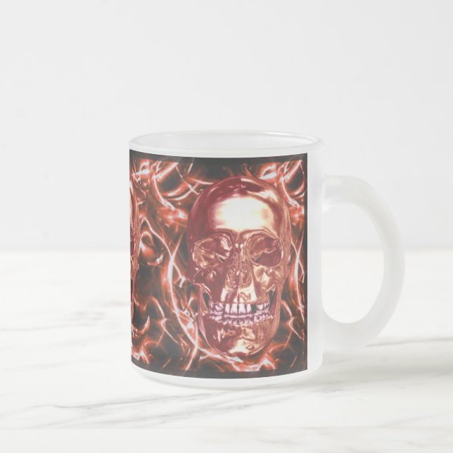 Elektrische Red Chrome Skull-Tasse Mattglastasse (Rechts)