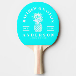 Elektrische Retro-Cyan-Tropische-Ananas-Hochzeit Tischtennis Schläger