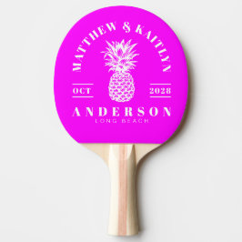 Elektrische Retro-Rosa-Tropische-Ananas-Hochzeit Tischtennis Schläger