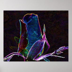 Elektrische Rosenknospe Blume Kunst Poster
