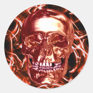 Elektrische Rot-Chrome-Skull-Aufkleber Runder Aufkleber