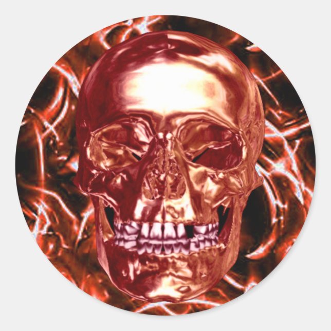 Elektrische Rot-Chrome-Skull-Aufkleber Runder Aufkleber (Vorderseite)