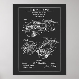 Elektrische Säge Blaupause Poster