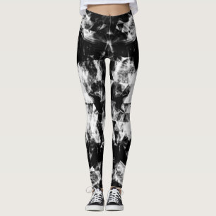 Elektrische Schwarz-weiße funkelnd Dreieck-Flammen Leggings