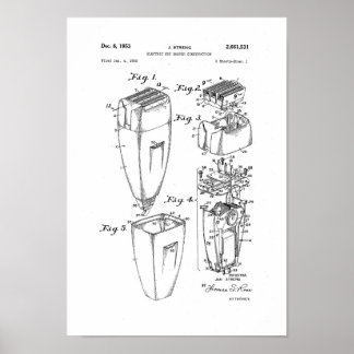 Elektrische Shaver Patent Poster Barber Shop Decke