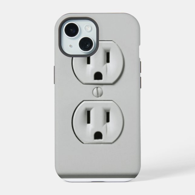 Elektrische Steckdose - iPhone 15 Fall Hülle (Rückseite)