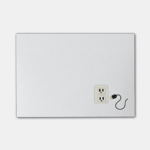 Elektrische Steckdose und Kabel Post-it Klebezettel