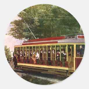 Elektrische Straßenbahn für Vintage-Reisen und -Tr Runder Aufkleber