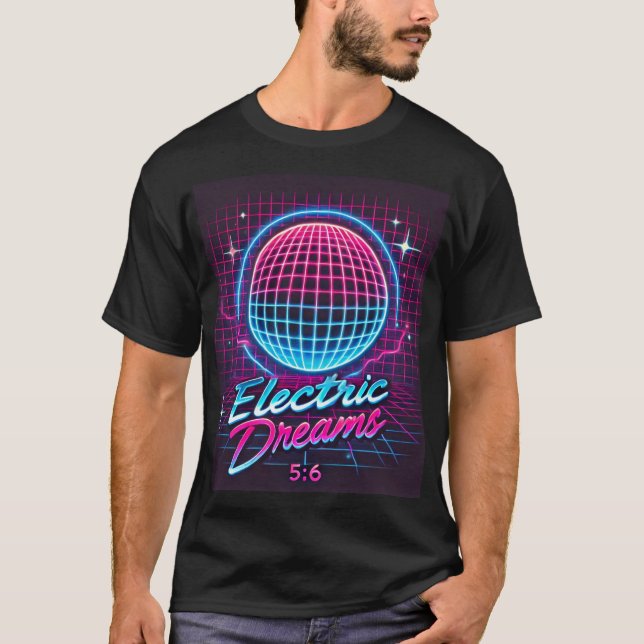 Elektrische Träume Retro Futuristische Kunst Print T-Shirt (Vorderseite)