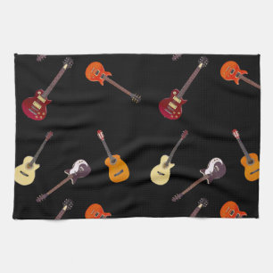 Elektrische u. Akustikgitarre-Collage Küchentuch