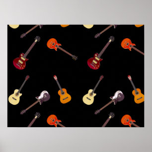 Elektrische u. Akustikgitarre-Collage Poster