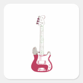 Elektrische und akustische Gitarre Rock and Roll S Quadratischer Aufkleber