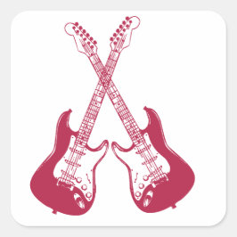 Elektrische und akustische Gitarre Rock and Roll S Quadratischer Aufkleber