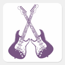 Elektrische und akustische Gitarre Rock and Roll S Quadratischer Aufkleber