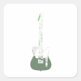 Elektrische und akustische Gitarre Rock and Roll S Quadratischer Aufkleber