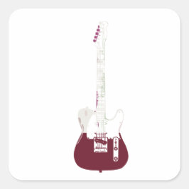 Elektrische und akustische Gitarre Rock and Roll S Quadratischer Aufkleber