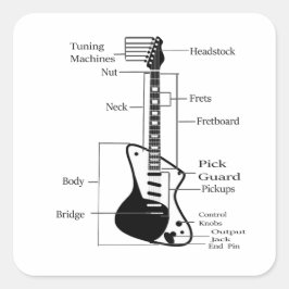 Elektrische und akustische Gitarre von Rock and Ro Quadratischer Aufkleber