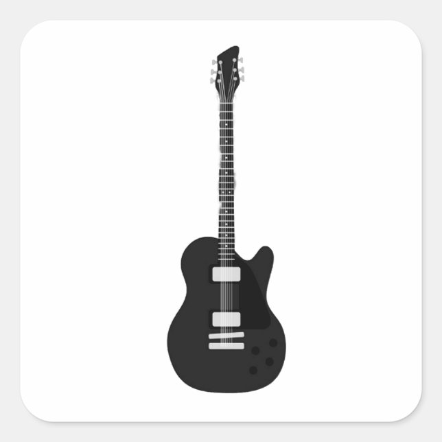 Elektrische und akustische Gitarre von Rock and Ro Quadratischer Aufkleber (Vorderseite)