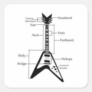 Elektrische und akustische Gitarre von Rock and Ro Quadratischer Aufkleber