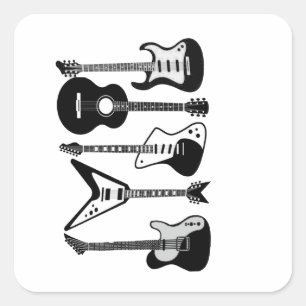 Elektrische und akustische Gitarre von Rock and Ro Quadratischer Aufkleber