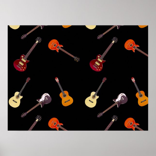 Elektrische und akustische Gitarren-Collage Poster (Vorne)