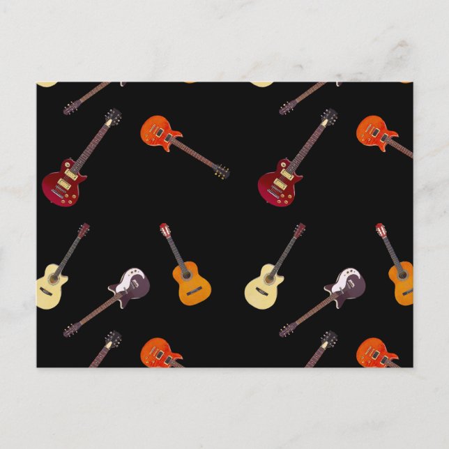 Elektrische und akustische Gitarren-Collage Postkarte (Vorderseite)