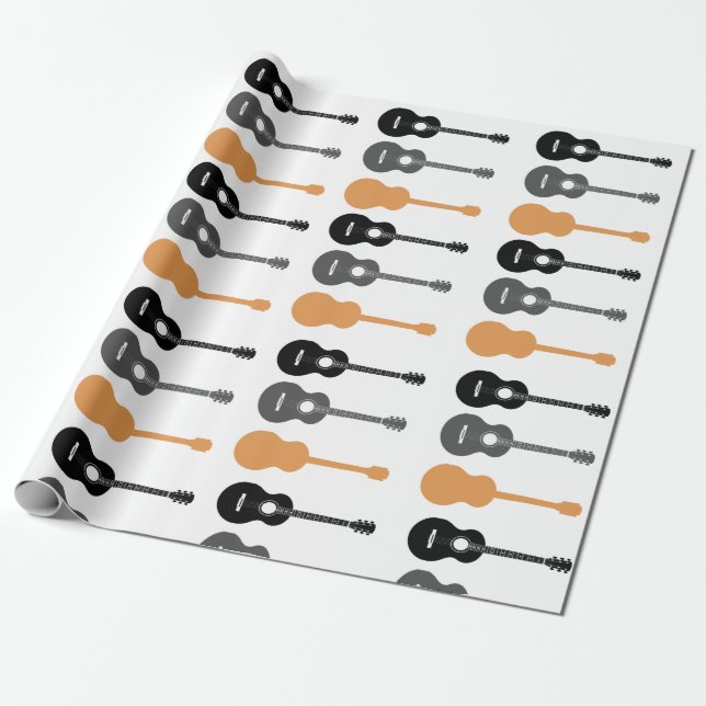 Elektrische und akustische Gitarren Musiknote Weih Geschenkpapier (Ungerollt)