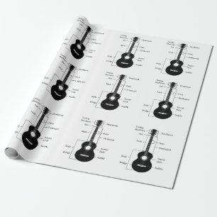 Elektrische und Akustische Gitarren Noten Weihnach Geschenkpapier