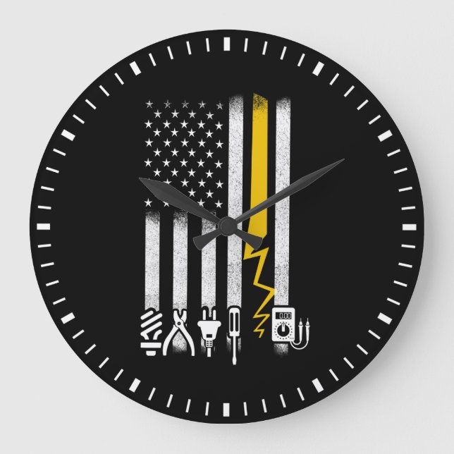 Elektrische US-Flaggenwerkzeuge für Elektriker Große Wanduhr (Vorderseite)