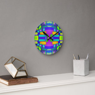 Elektrische Vibes Träume Stylisches Vintage-Abstra Runde Wanduhr