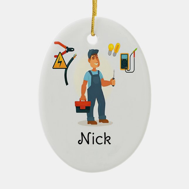 Elektrische Weihnachtsschmuck, Personalisierte Wah Keramik Ornament (Vorne)