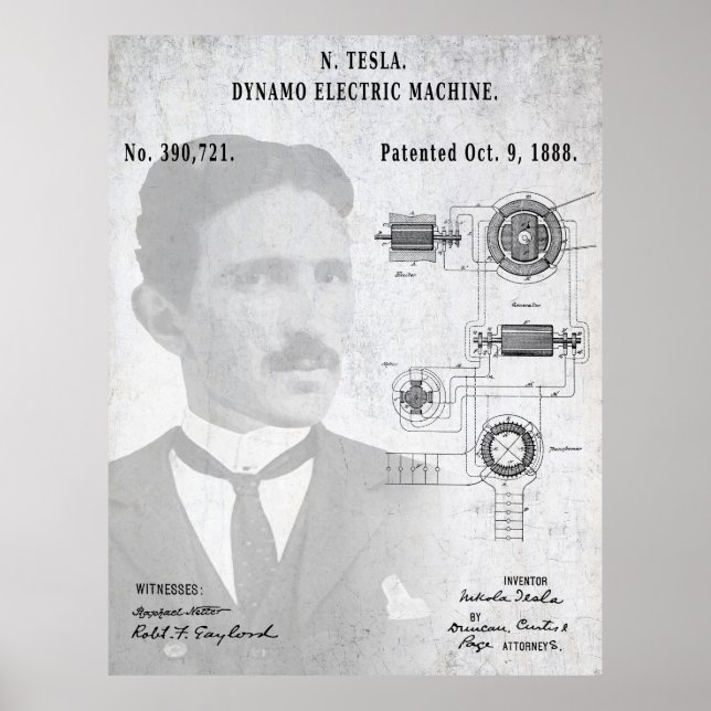 ELEKTRISCHER AKTUELLER DYNAMO-PATENT VON 1888 - TE POSTER (Vorne)