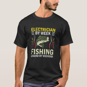 Elektrischer Arbeiter, der Fischer anfischen T-Shirt