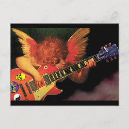 Elektrischer Cherub mit Gitarrenpostkarte Postkarte