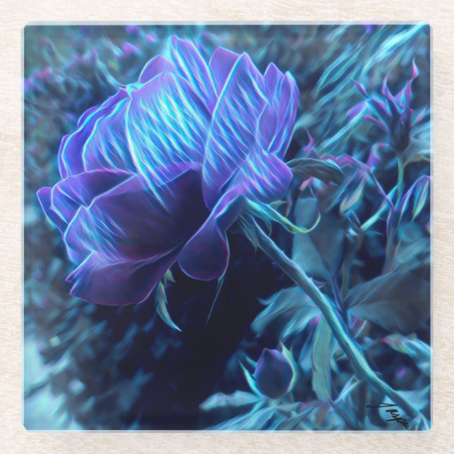 Elektrischer Garten Rose Glass Untersetzer (Vorderseite)
