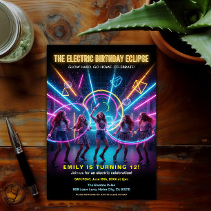Elektrischer Geburtstags-Neon-Glow-Party Einladung