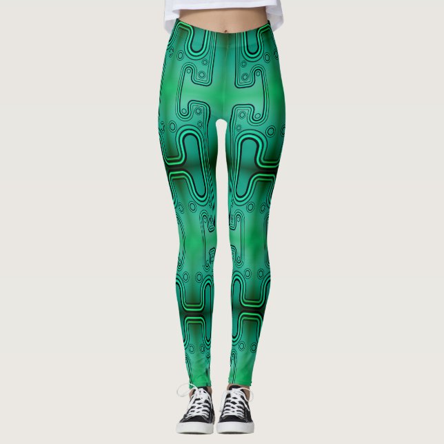 Elektrischer grüner mechanischer Android-Futuristi Leggings (Vorderseite)