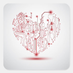 Elektrischer Herz-Aufkleber Quadratischer Aufkleber