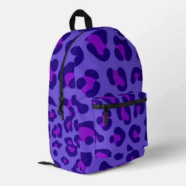 "Elektrischer Lila Leopard" Bedruckter Rucksack (Rückseitige Ecke links)