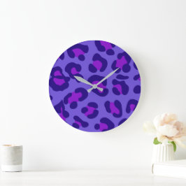 "Elektrischer Lila Leopard" Große Wanduhr